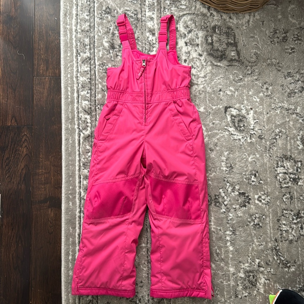 Girls LL Bean pink snow bib